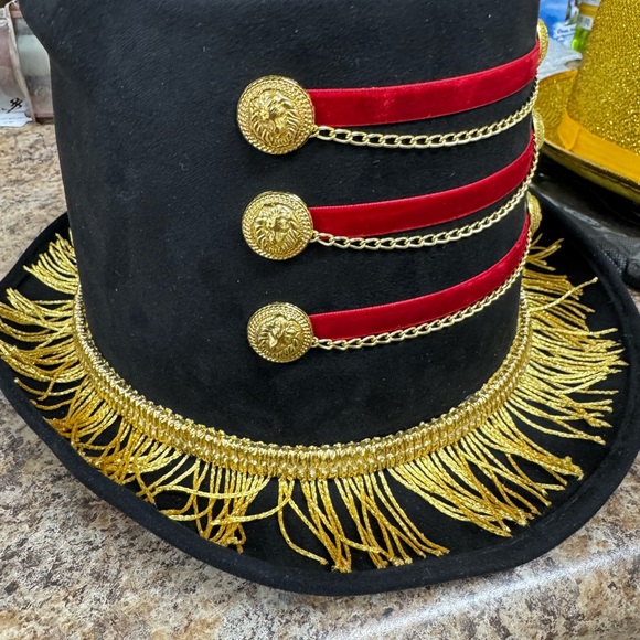 Black and Gold Top Hat with Red Accents - Picture 2 of 3